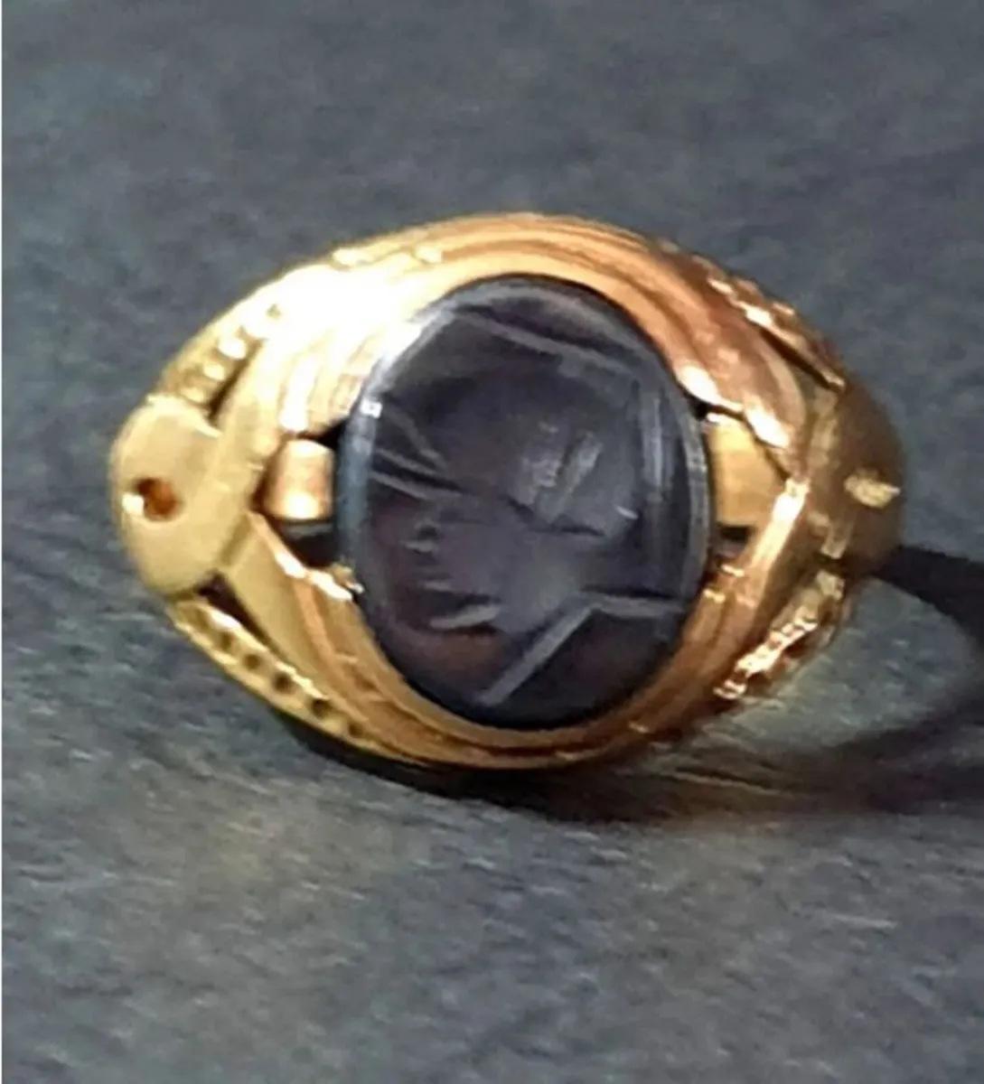 Vintage 9ct Hematite Intaglio Signet Ring - Image 4