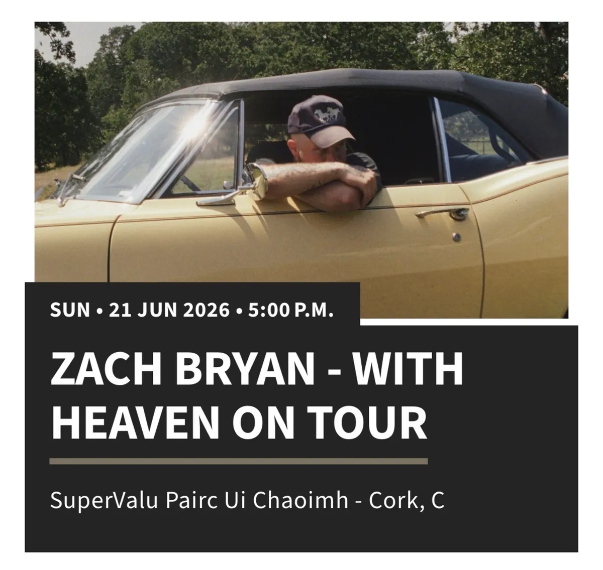 2 x Zach Bryan Tickets - Image 1