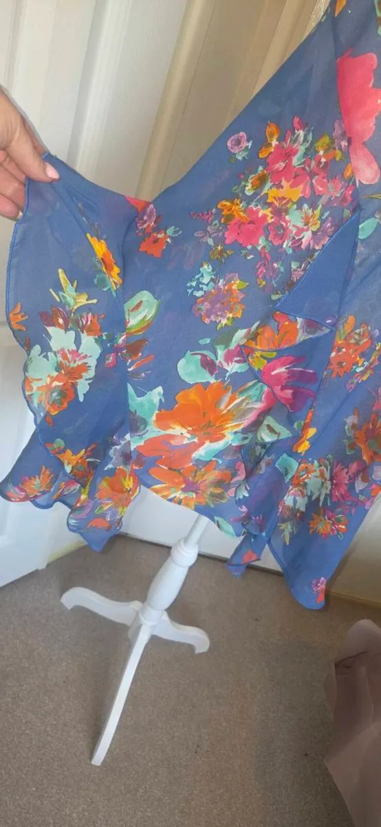 Wallis Blue Floral Chiffon Tunic Top UK 14 M Boho. - Image 3