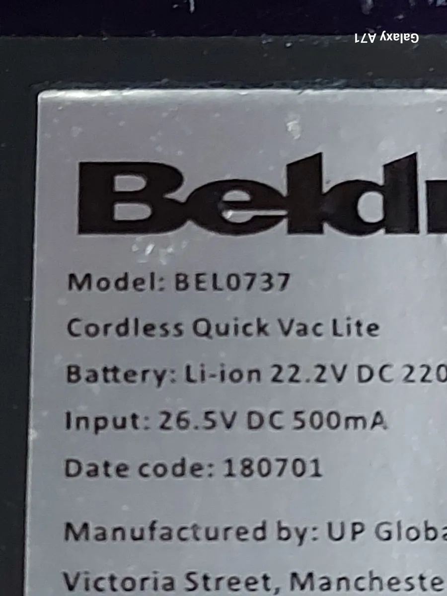 BELDRAY Cordless Quick Vac Lite, Model BEL0737 - Image 2