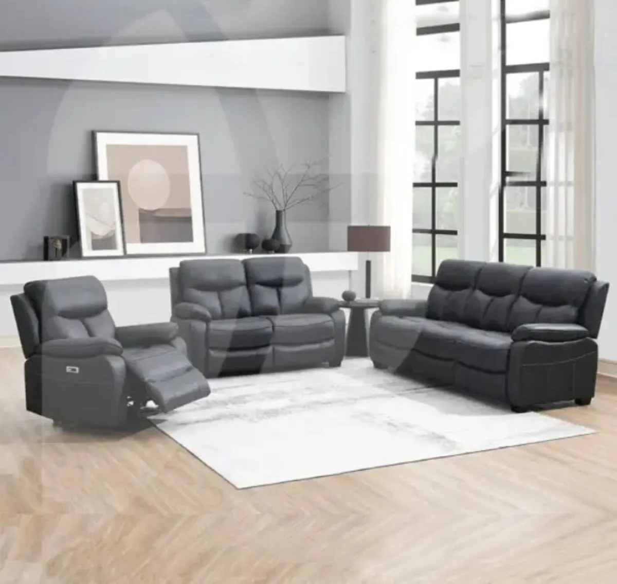 Conrad Faux Suede 3+2+1 & Swivel Chair