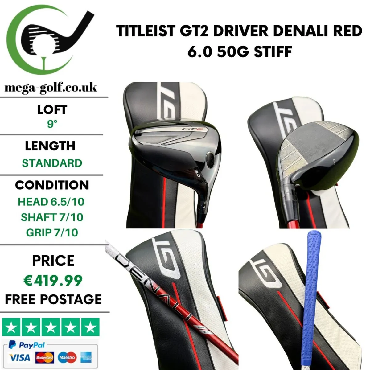Titleist GT2 Driver / 9° /Denali Red 6.0 50g Stiff - Image 1