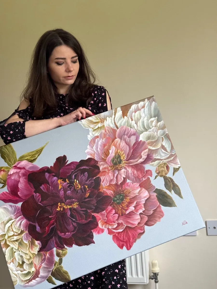 Large Original Oil painting Flowers - Image 3