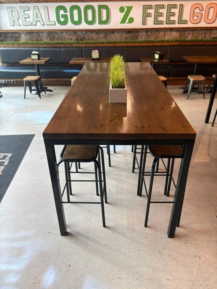 2.3m Commercial High Table with Built-In Stone Planter - Image 1