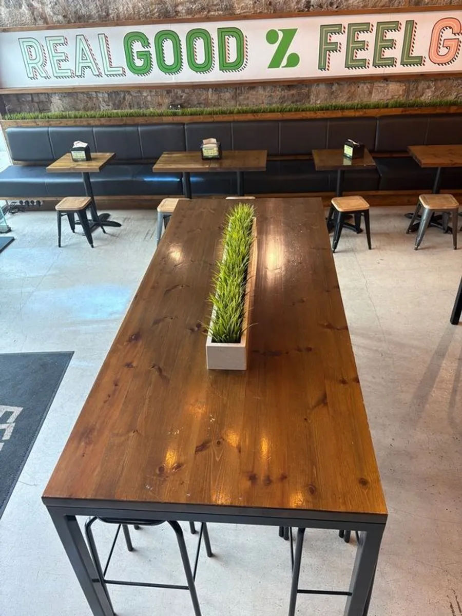 2.3m Commercial High Table with Built-In Stone Planter - Image 2