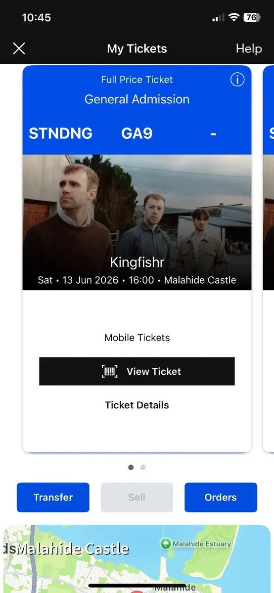 2 tickets for Kingfishr at Malahide for sale