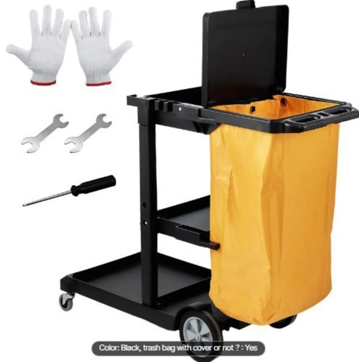 Cleaning Cart, 3-Shelf Commercial Janitorial Cart - Image 1