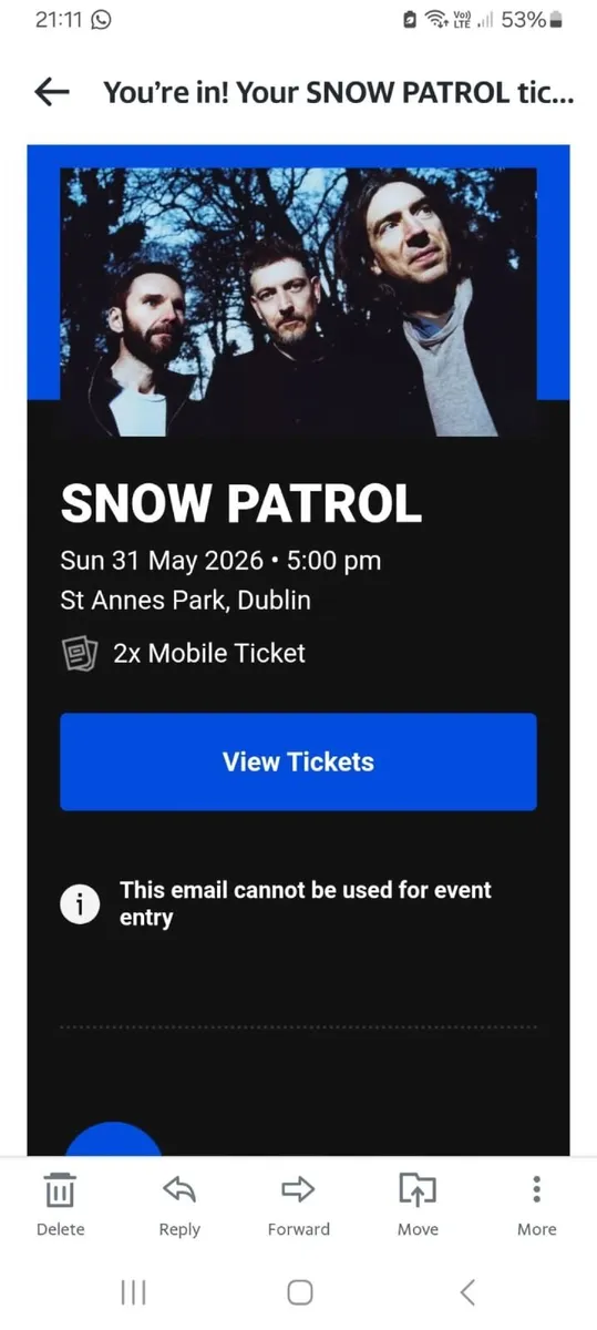 Snow Patrol Tickets Sunday 31st June