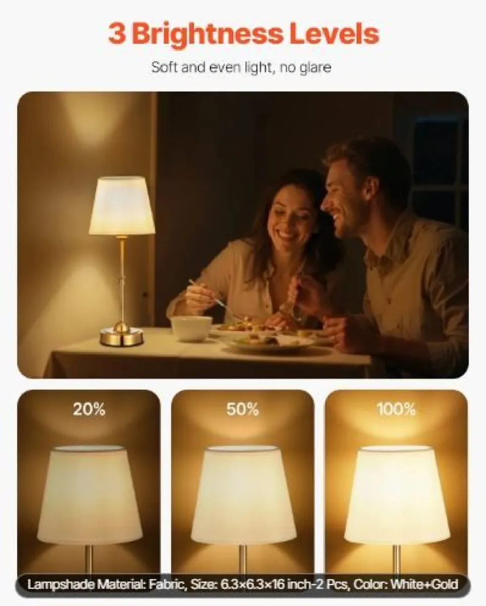 Cordless Table Lamp, 2 Pack, 5200mAh - Image 2