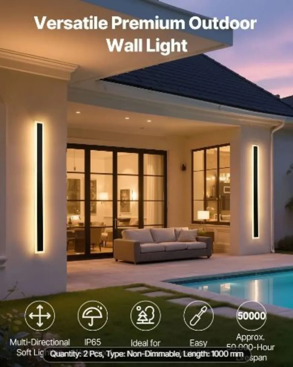 Outdoor Wall Lights, 2 Pack, 1000 mm - Image 2