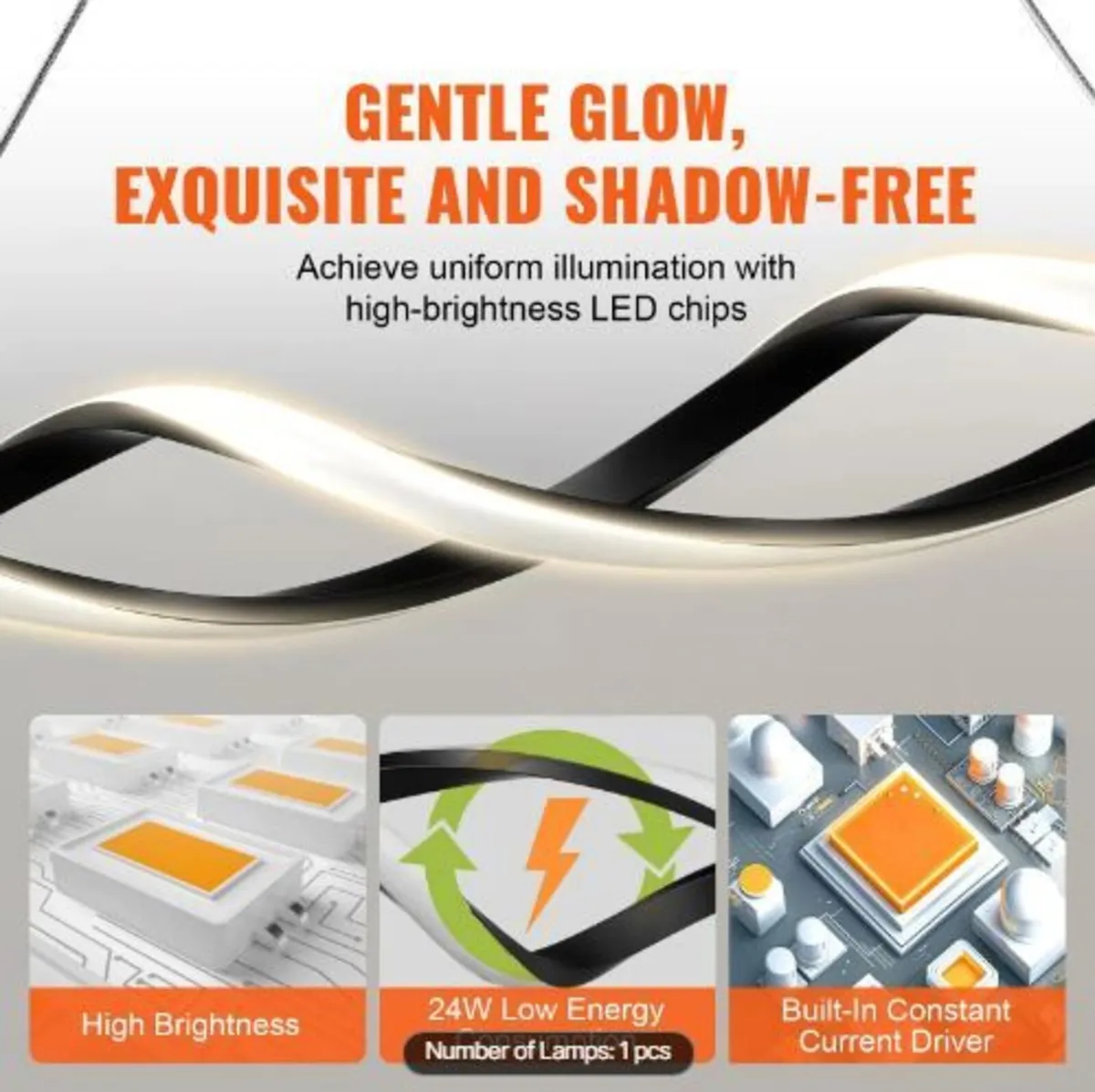 Modern Chandelier Light Fixtures, 24W - Image 2