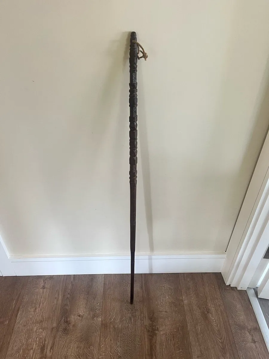 Antique Folk Art Carved Walking Stick - Image 1