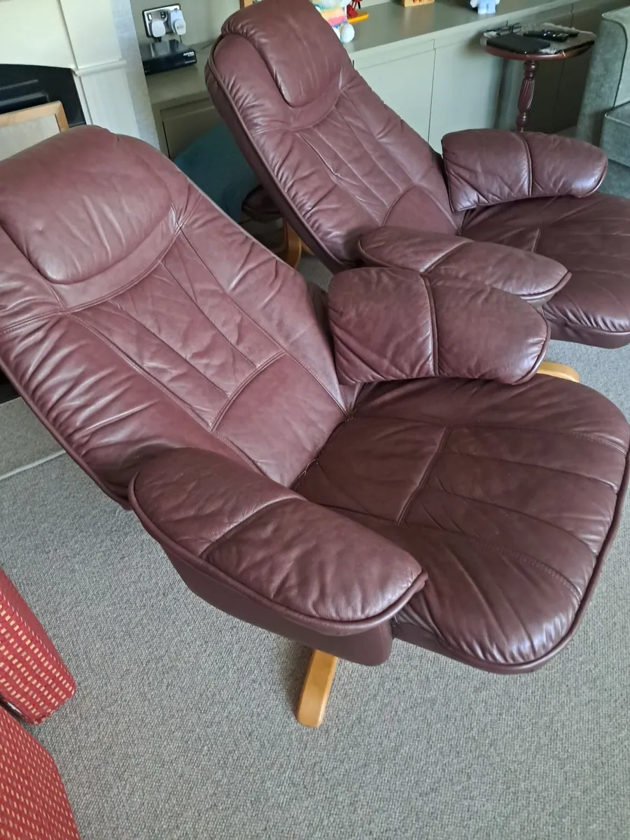 Pair of Swivel Recliner Armchairs - Image 2