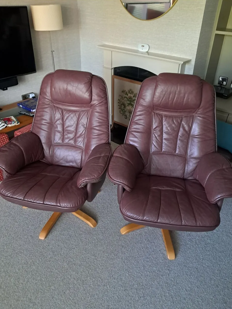 Pair of Swivel Recliner Armchairs - Image 1
