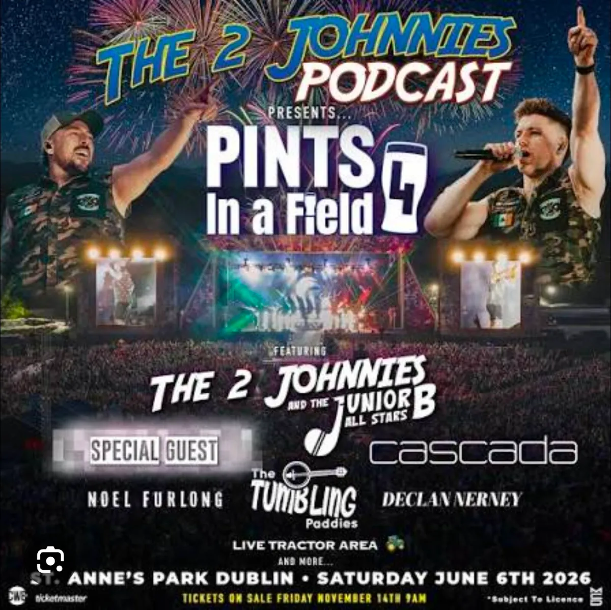 2 Johnnies Pints in Field Tickets x2