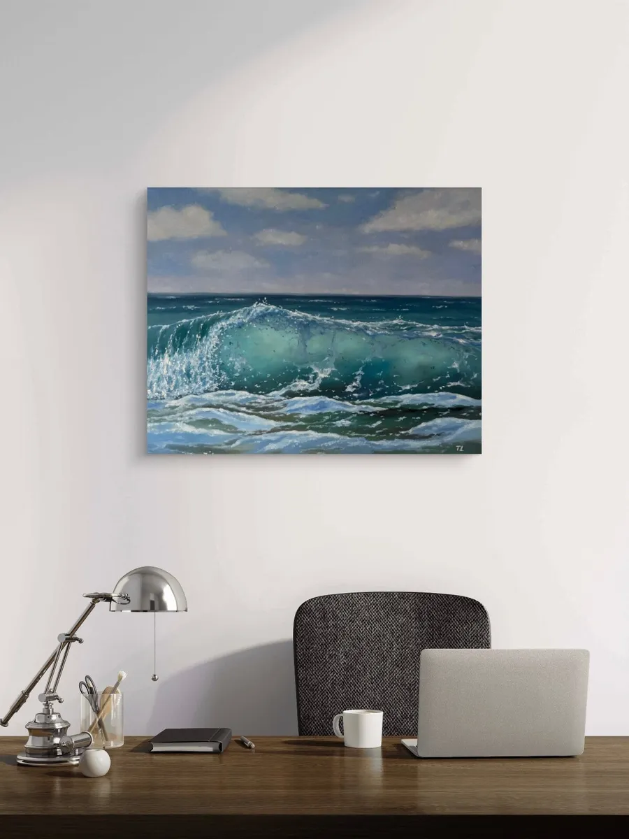 ORIGINAL OIL PAINTING Ocean Wave Wall Art, Sea Art - Image 3