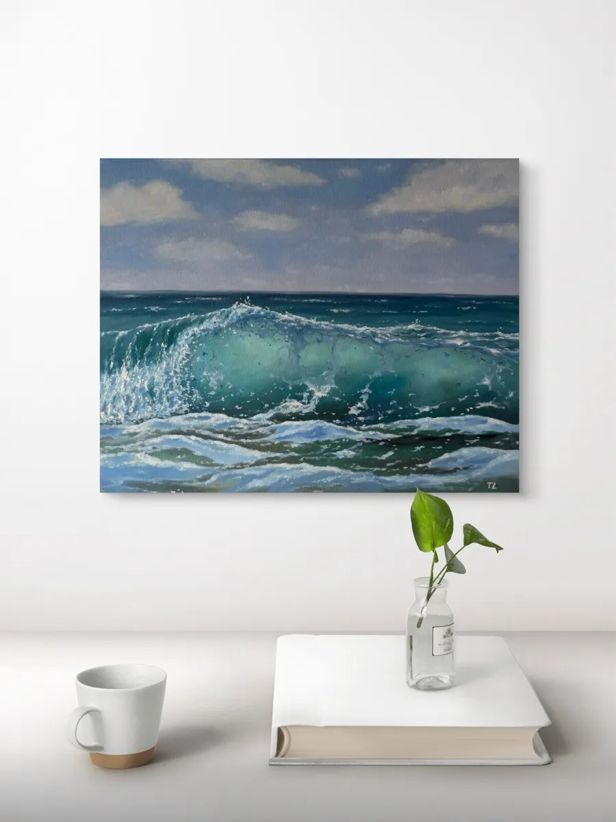 ORIGINAL OIL PAINTING Ocean Wave Wall Art, Sea Art - Image 4