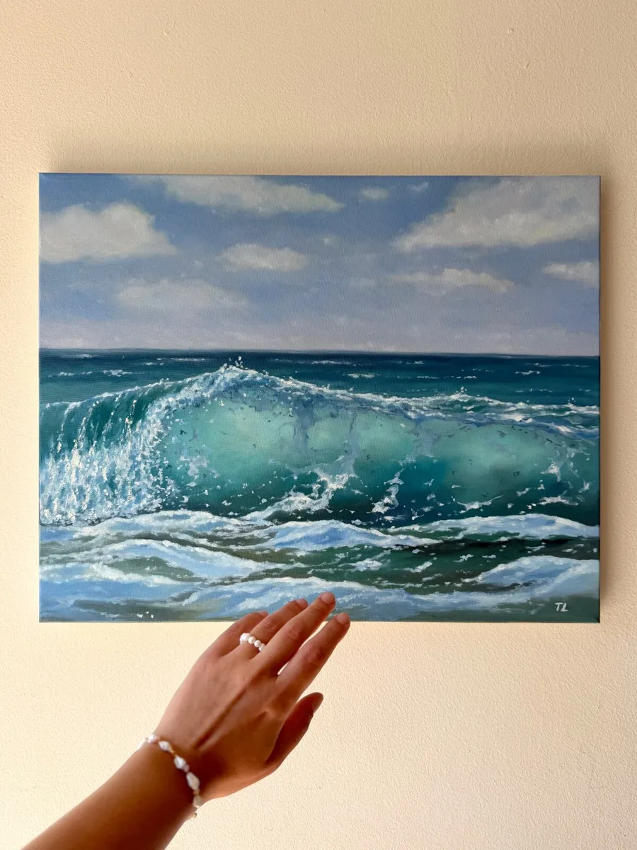 ORIGINAL OIL PAINTING Ocean Wave Wall Art, Sea Art - Image 2
