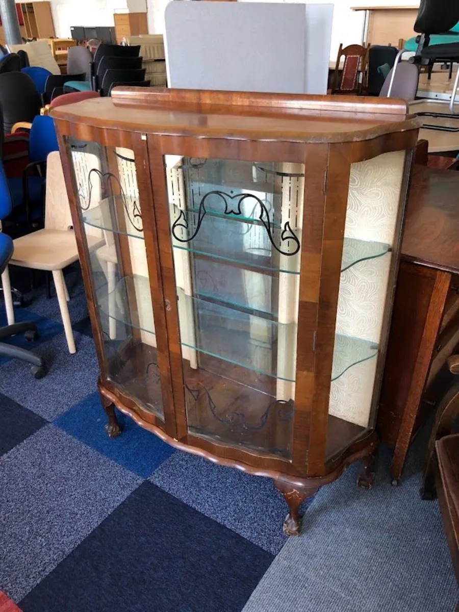 Antique Glass Cabinet with Shelves - £80+VAT