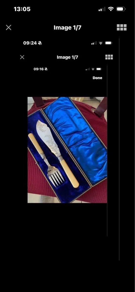 Antique Bone Handle Fish Serving Set - Image 1
