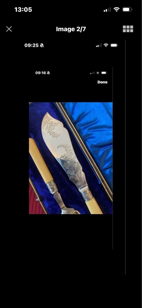 Antique Bone Handle Fish Serving Set - Image 2