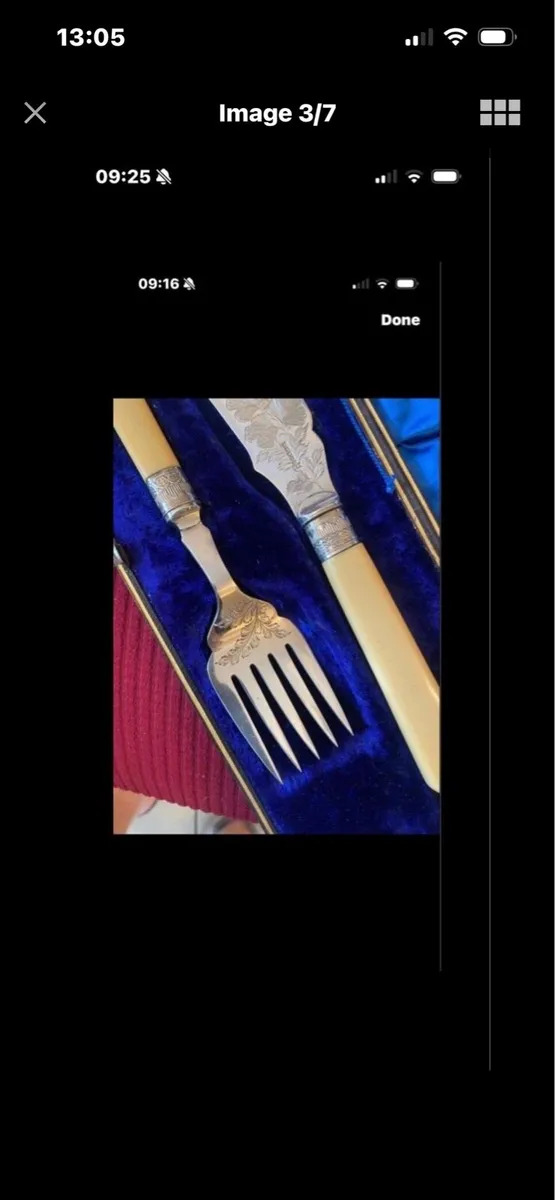 Antique Bone Handle Fish Serving Set - Image 3