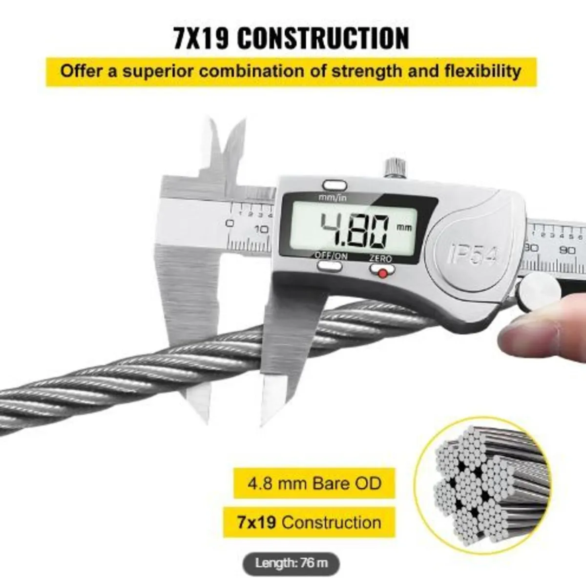304 Stainless Steel Cable 3/16 Inch 7 X 19 Steel W - Image 4