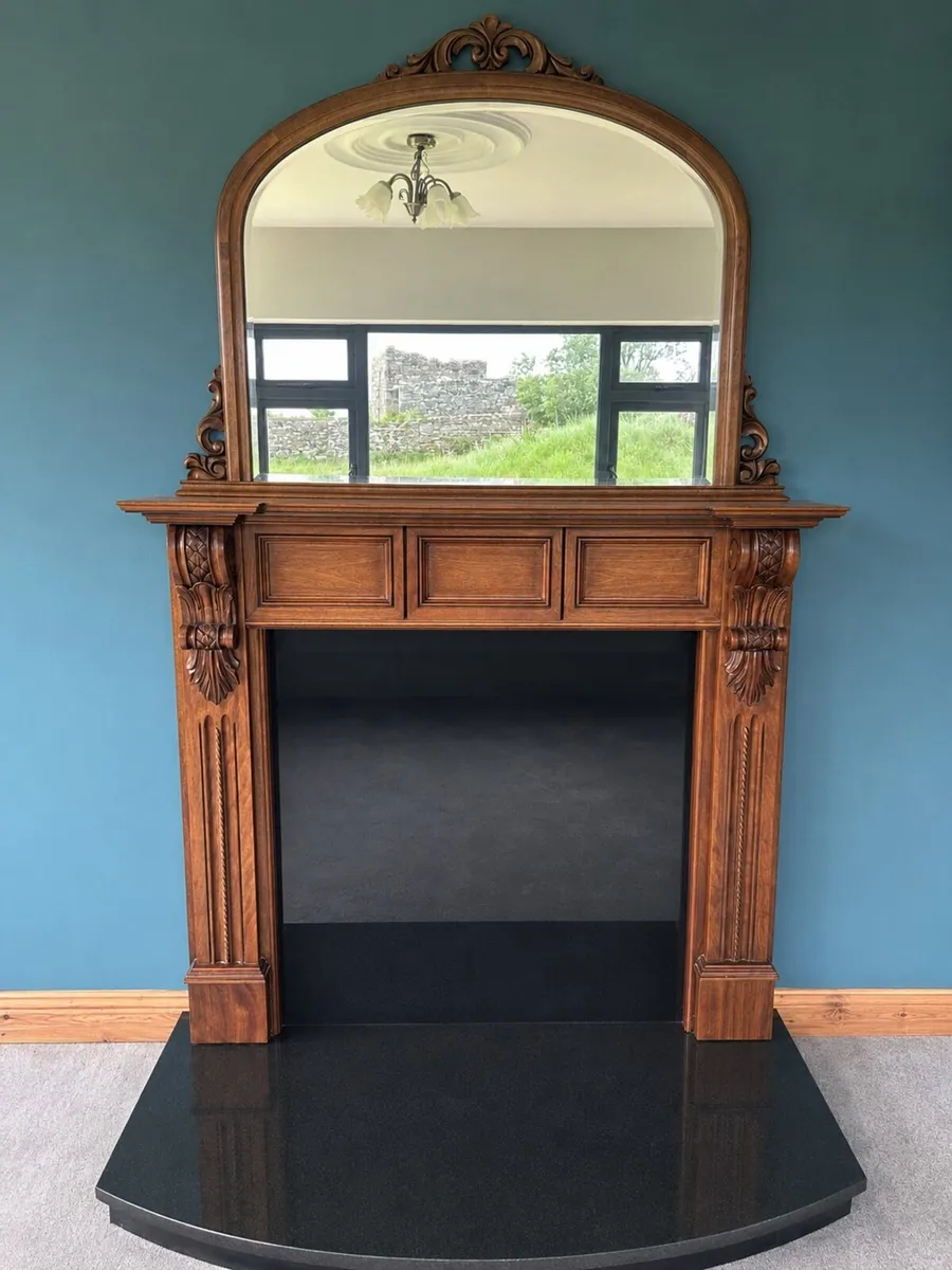 Mahogany Fireplace and Mirror - Image 1