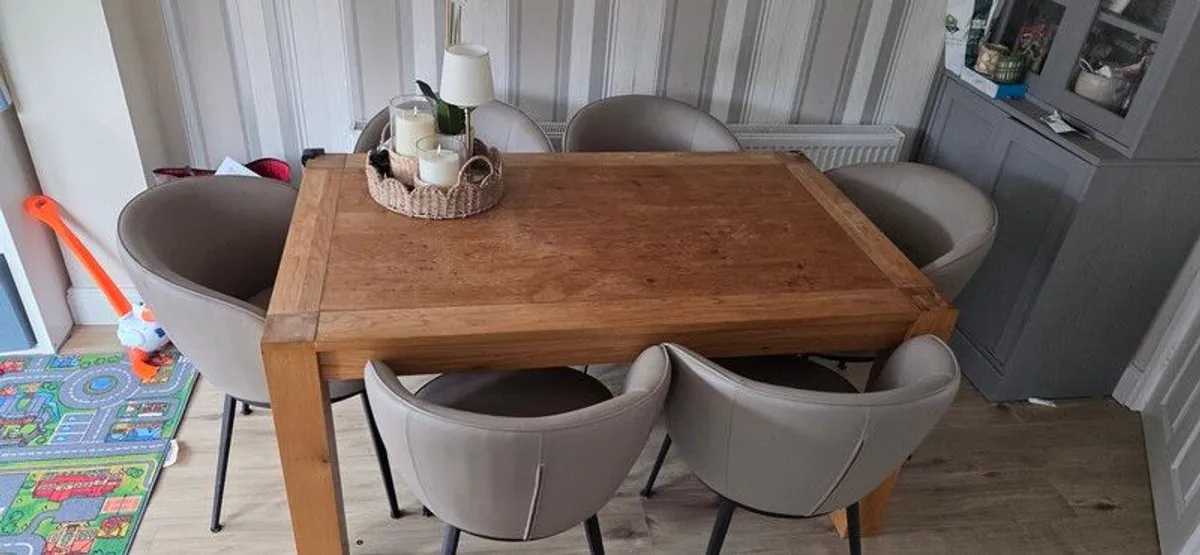dining chairs 6 for 500 euro.   The chairs are still available in ez living for over 200 each.  Table can go for free - Image 1