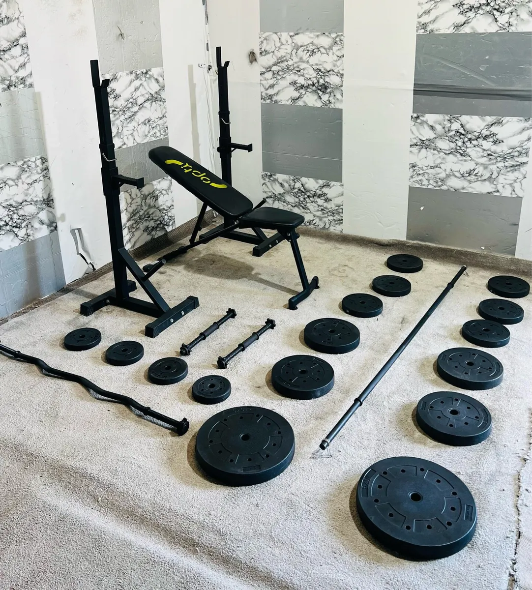 ADJUSTABLE RACK STNAD BENCH WEIGHTS BARBELL DUMBLS - Image 3