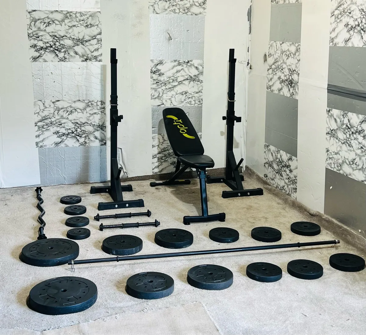 ADJUSTABLE RACK STNAD BENCH WEIGHTS BARBELL DUMBLS - Image 4