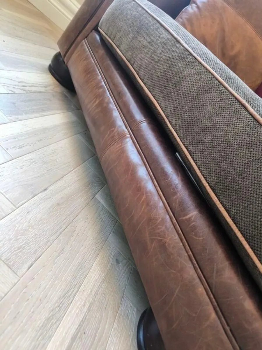 Large 4 Seater Sofa Genuine Leather Fabric Caseys Furniture - Image 3