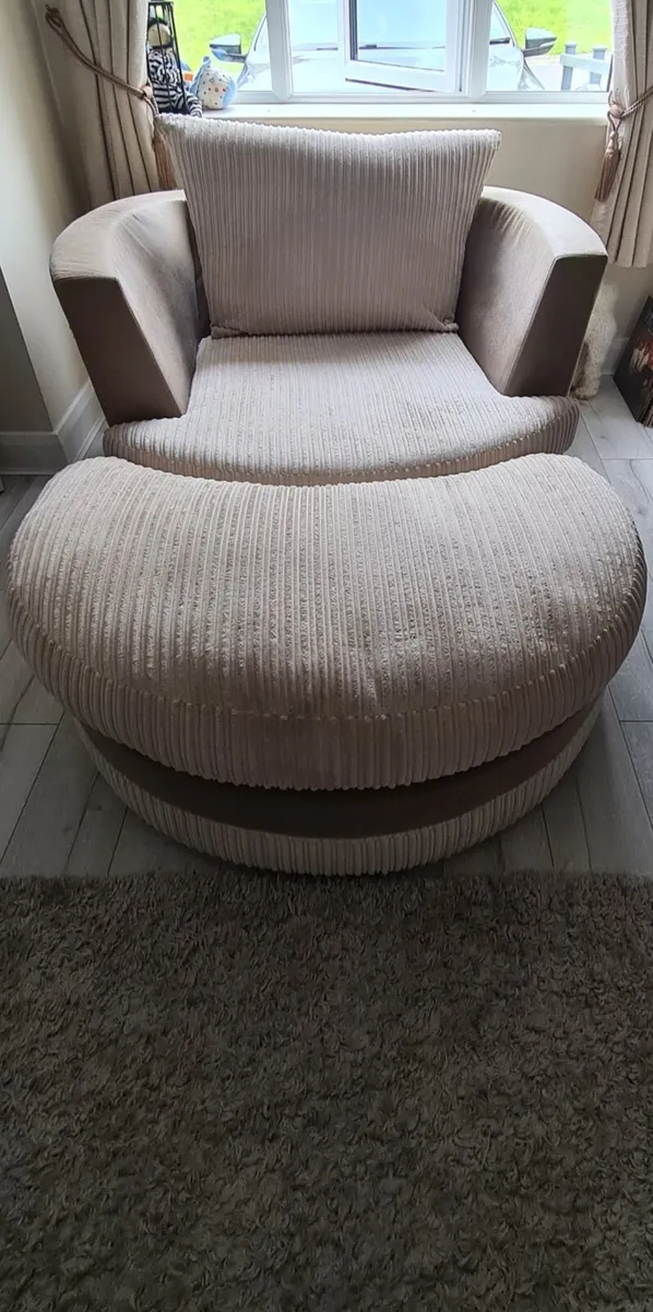 Dfs swivel chair & footstool - Image 1