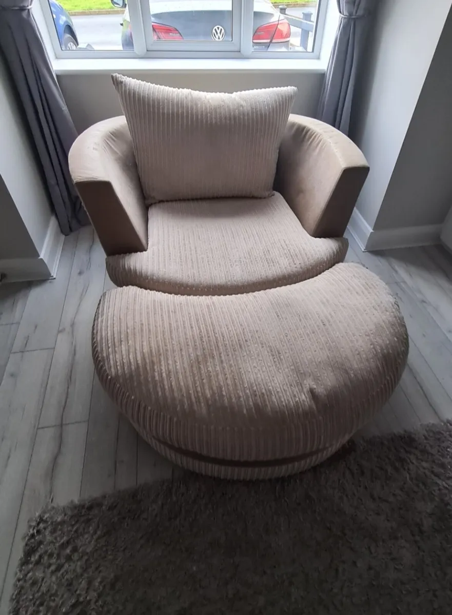 Dfs swivel chair & footstool - Image 2