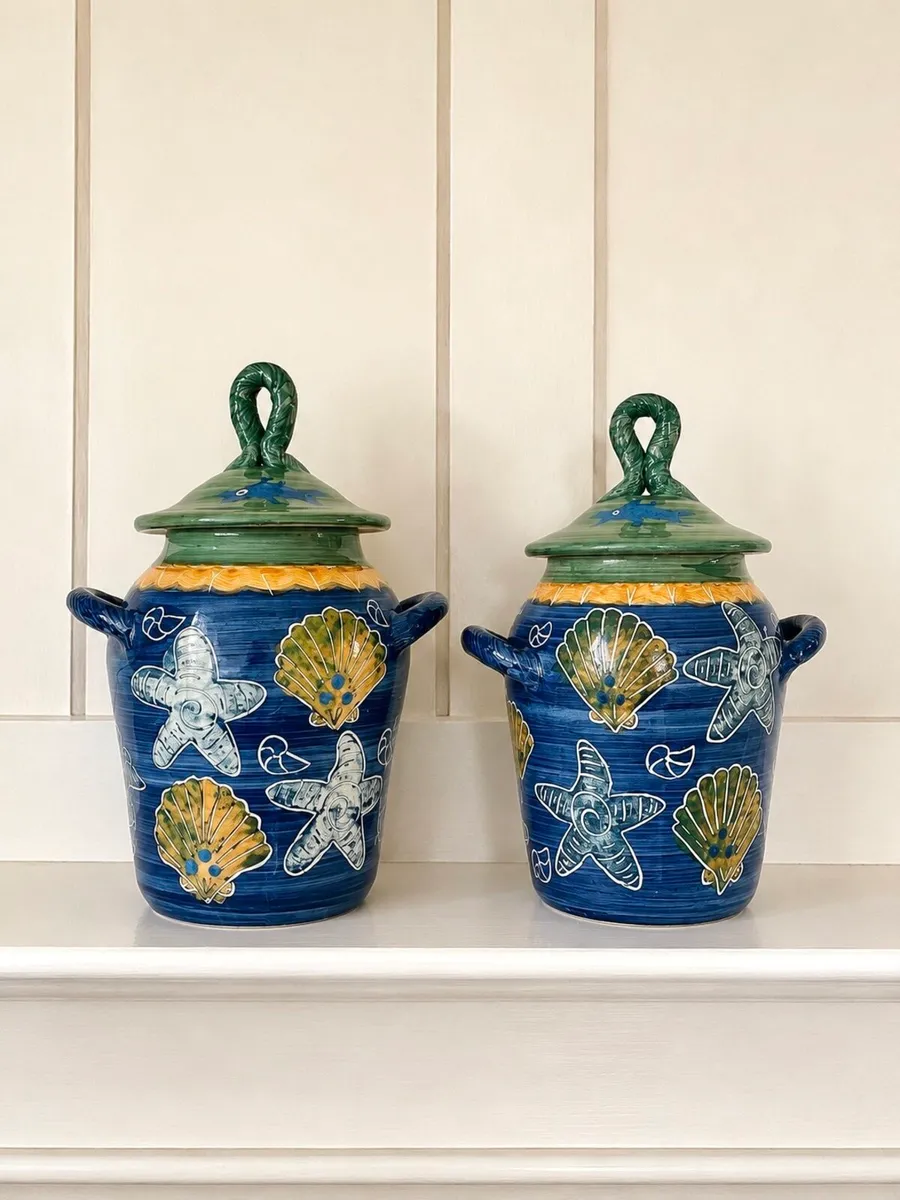 Large seaside pottery jars x2 - Belinda Brayshaw - Image 2