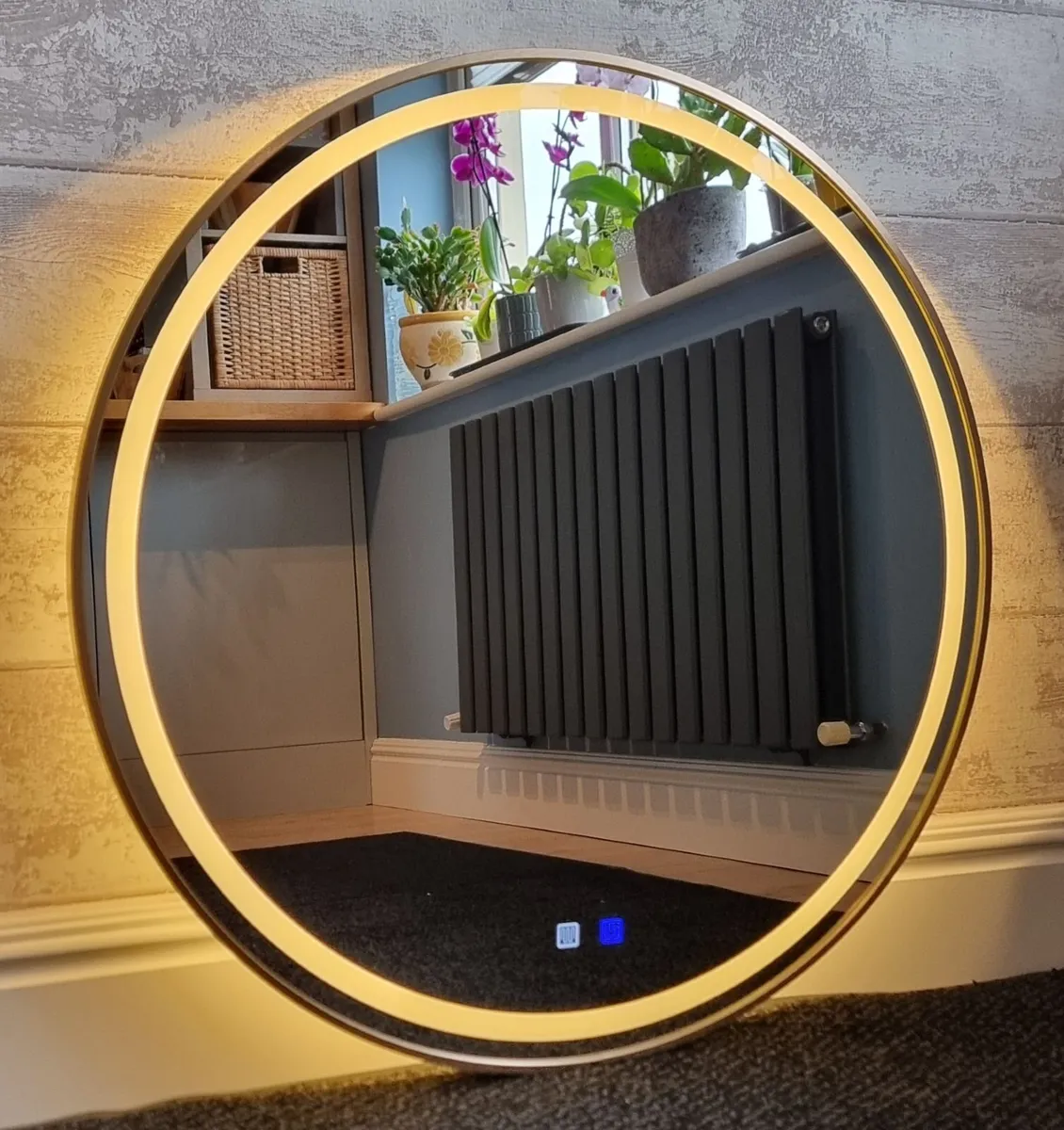 LED Bathroom Mirror Gold Demister Dual LED 80cm - Image 4