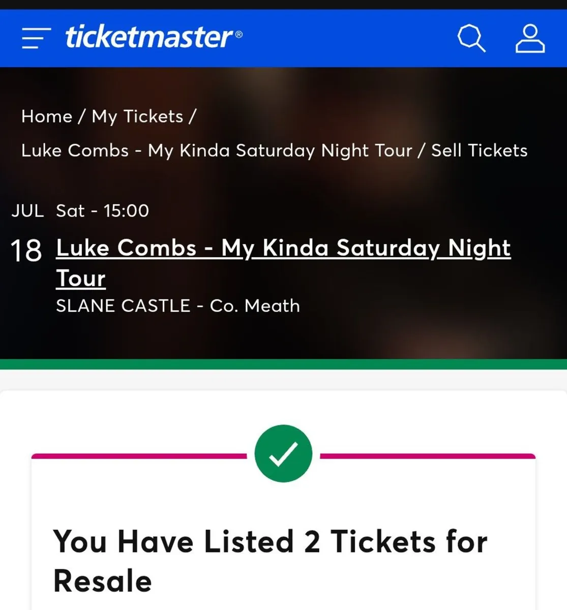 Luke combs slane tickets x 2