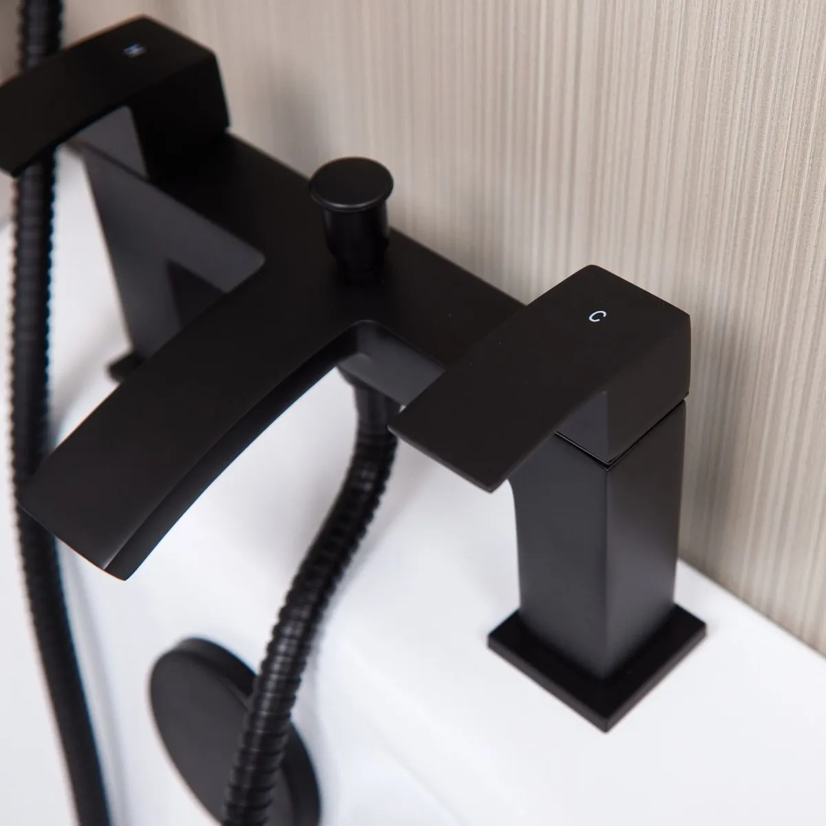 Waterfall Bath Shower Mixer Tap & Shower | Black - Image 4