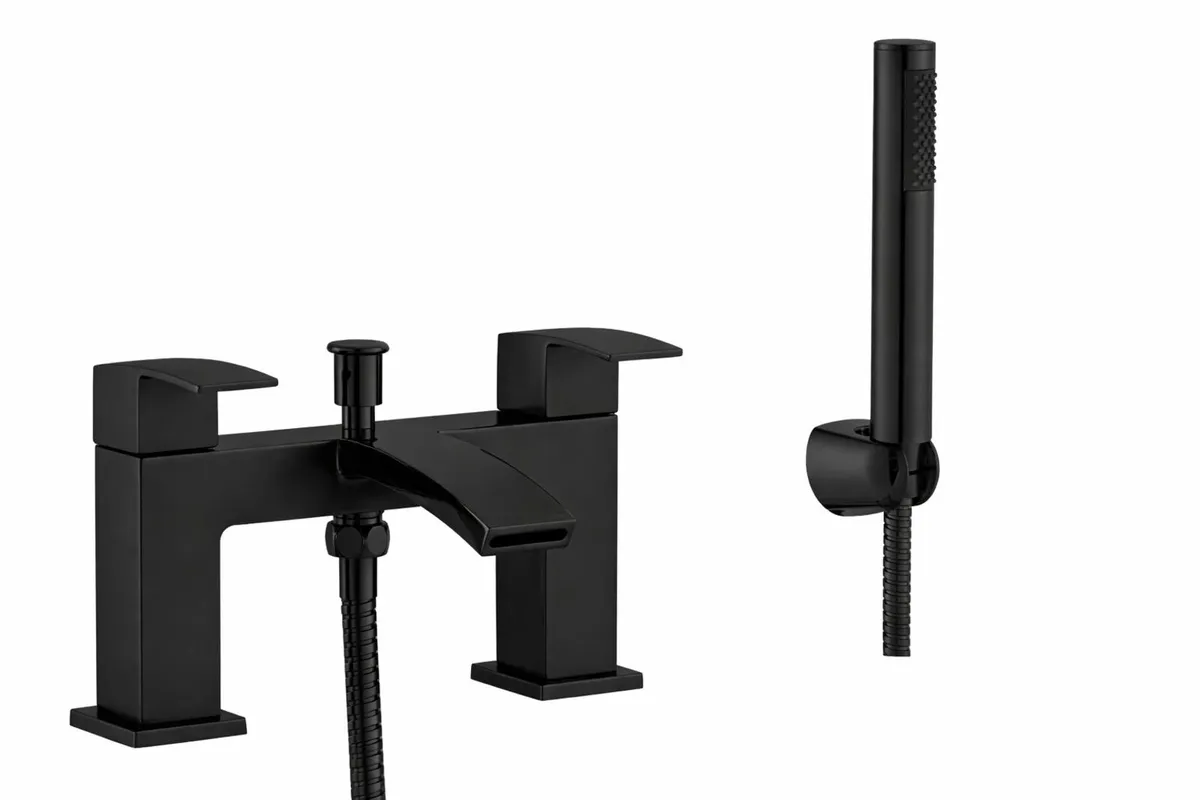 Waterfall Bath Shower Mixer Tap & Shower | Black - Image 2