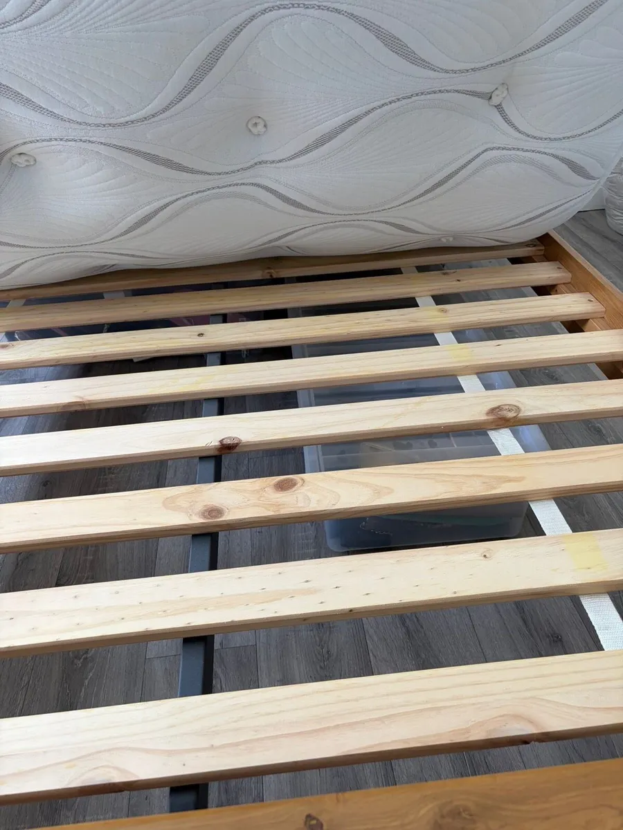 Solid Oak Double Bed And Mattress - Image 4
