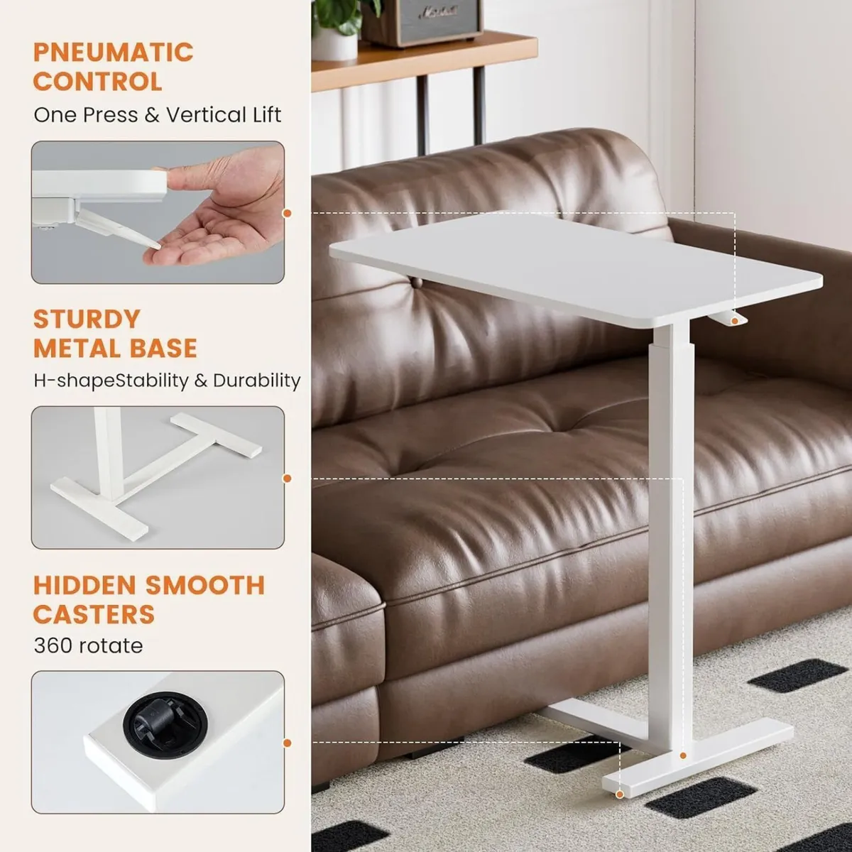 Mobile Standing Desk Over Bed Table with Wheels - Image 3