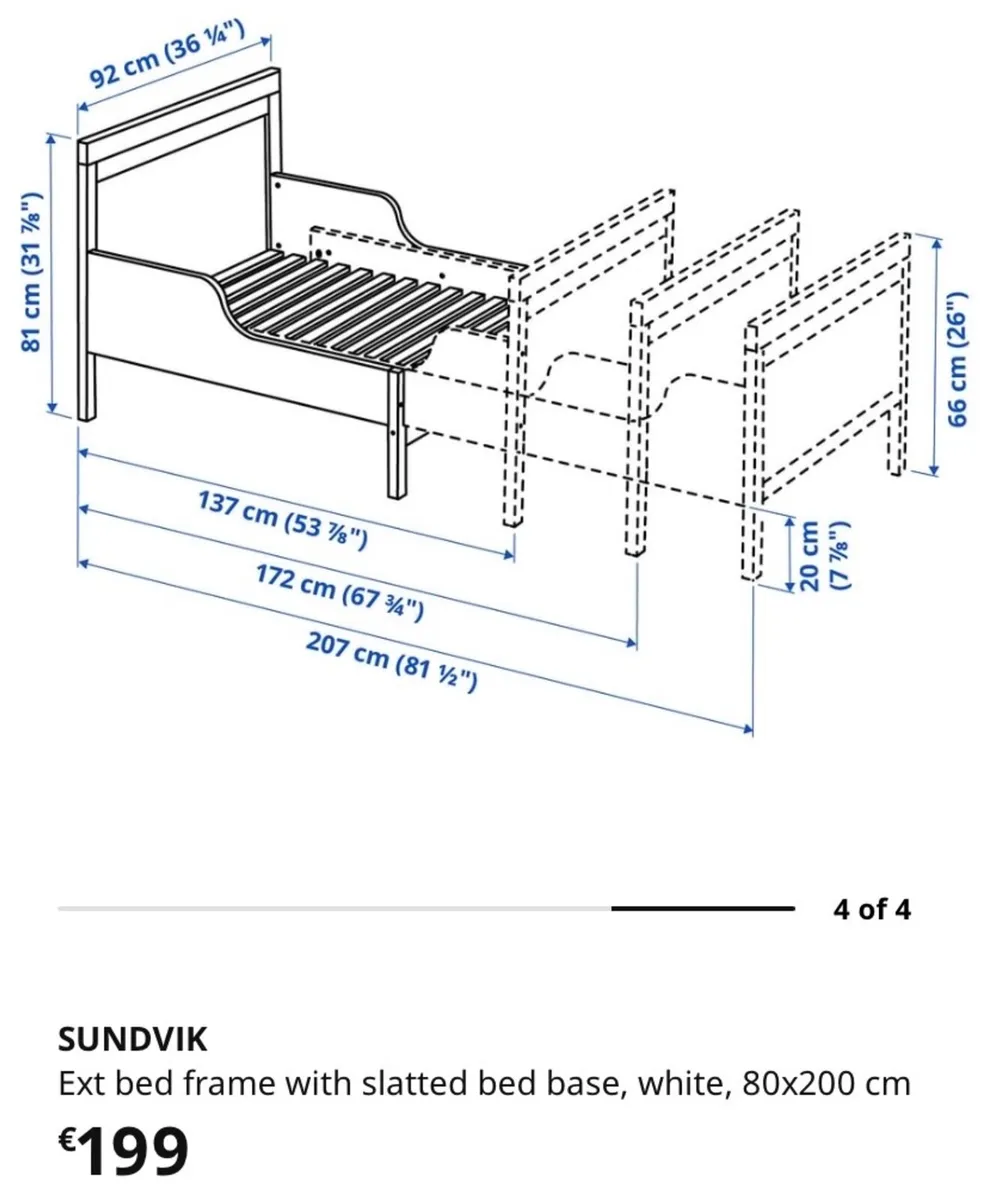 Sundvik ikea extendable bed Vimsig Foam mattress - Image 2