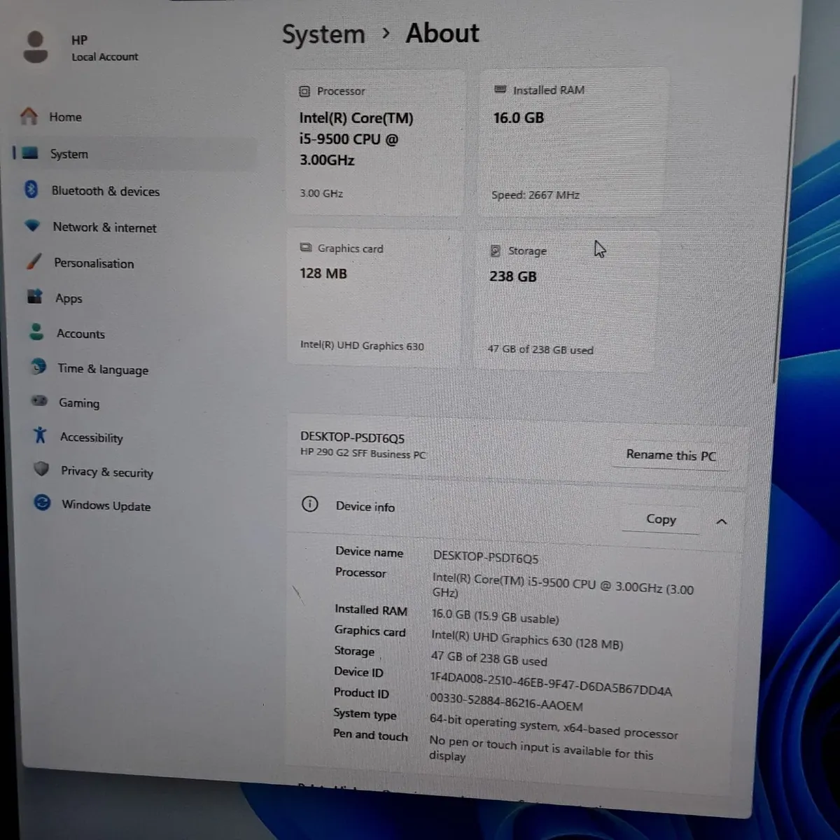 HP 290 G2 SFF DESKTOP | Intel Core i5-9500 | 16GB - Image 3