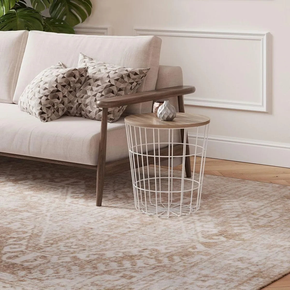 Large Vintage Warm Neutral Greige Living Room - Image 2