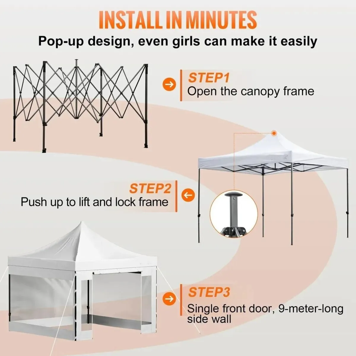 Gazebo Pop-Up Canopy 10x10FT Waterproof Tent - Image 1