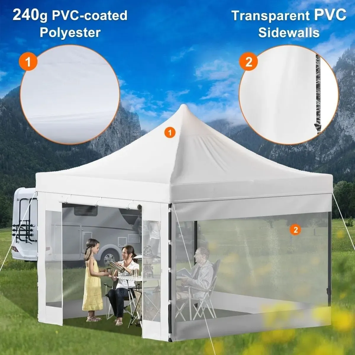 Gazebo Pop-Up Canopy 10x10FT Waterproof Tent - Image 2