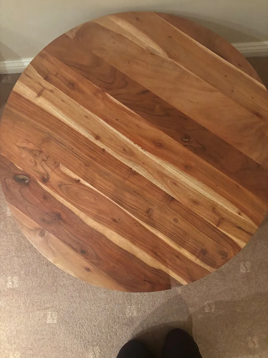 Acacia Wood Round Top Coffee Table - Image 4