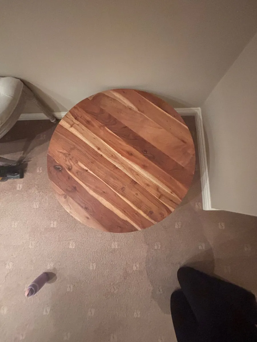 Acacia Wood Round Top Coffee Table - Image 3
