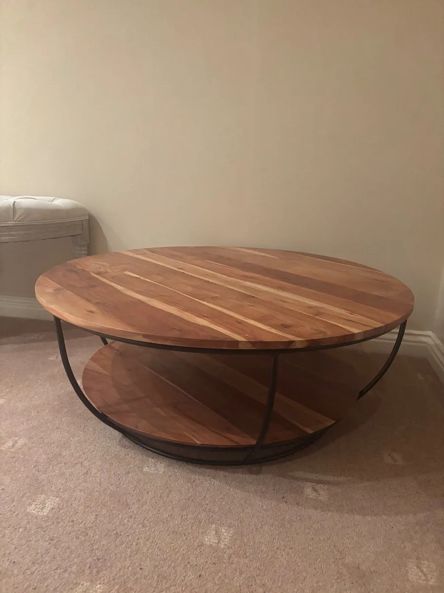 Acacia Wood Round Top Coffee Table - Image 2