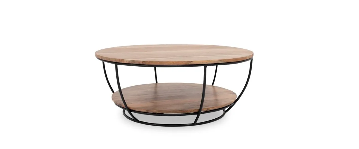 Acacia Wood Round Top Coffee Table - Image 1